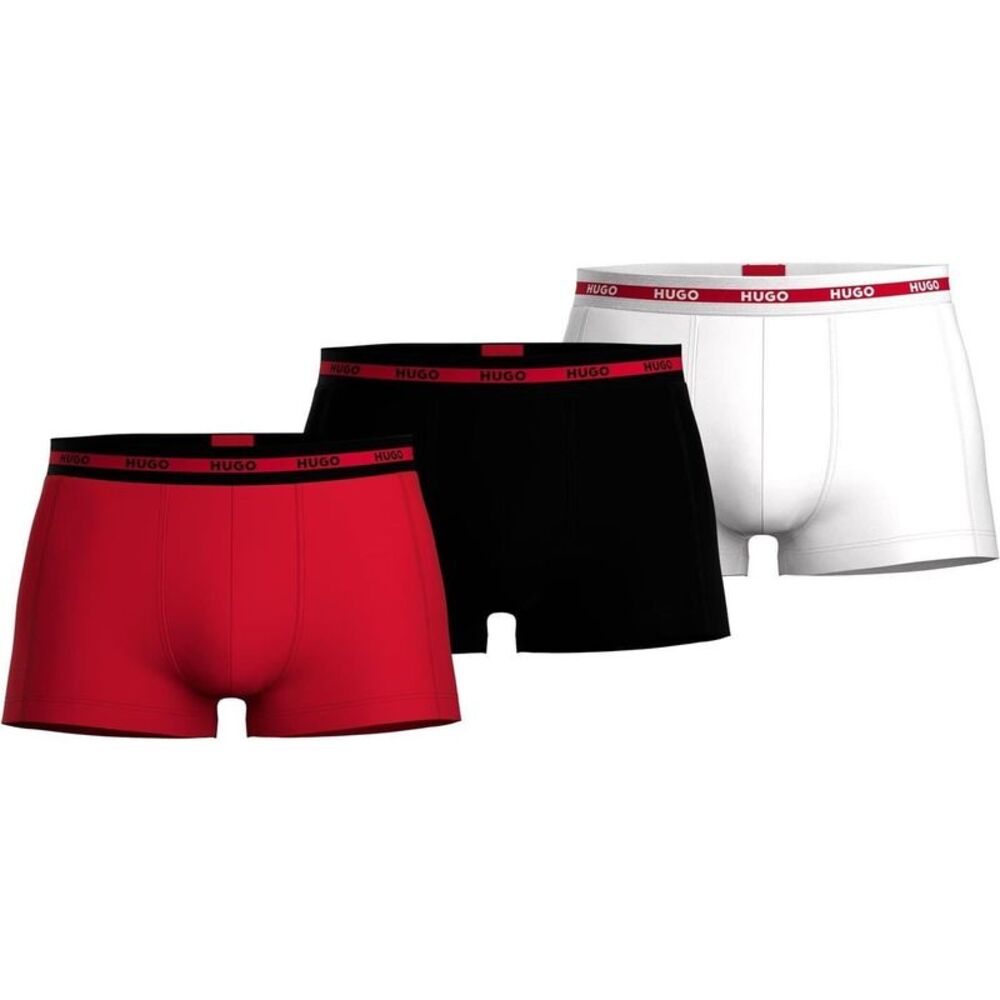 Hugo Mens Natural Boxer Briefs (Pack of 3) / Red
